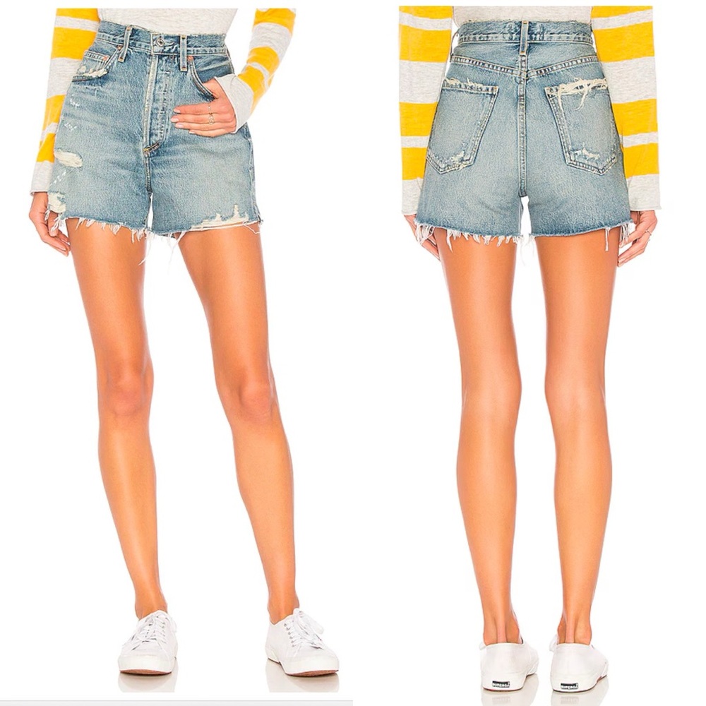 AGOLDE Dee Ultra High Rise Ricochet Denim Short - Picture 1 of 10